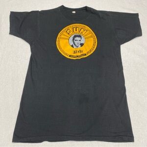 Vintage T Shirt Elvis Sun Record Company Black Size XL Memphis TN 1980's RARE